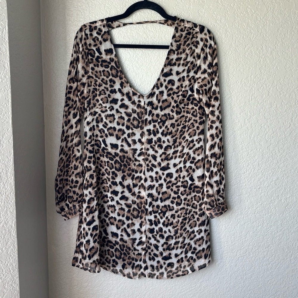 ASTR Nordsrom Women's long sleeve leopard print mini dress s small